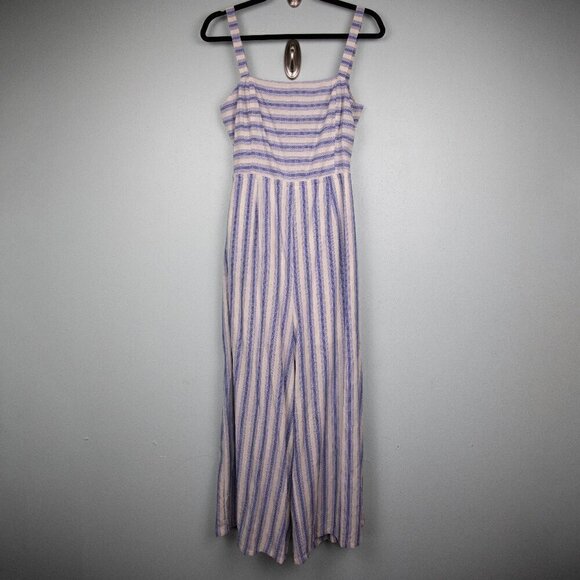 Gianni Bini Pants - GB blue and white stripe sleeveless cropped jumpsuit-L